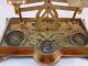 Antique Brass Postal Scale Weights Floral Scroll Victorian 1800s British English Scales photo 2