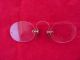 Antique Gold Plated Pince Nez Spectacles Eye Glasses W Case Vtg Optical photo 1