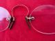 Antique Gold Plated Pince Nez Spectacles Eye Glasses W Case Vtg Optical photo 3