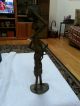 African Tribal Solid Bronze Woman Statue With Pot On Head 13 Inches Tall Nr Sculptures & Statues photo 1