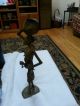 African Tribal Solid Bronze Woman Statue With Pot On Head 13 Inches Tall Nr Sculptures & Statues photo 3