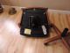 Vtg Chromcraft Swivel Office Desk Wood Chair Black Leather Upholstery Casters Post-1950 photo 7