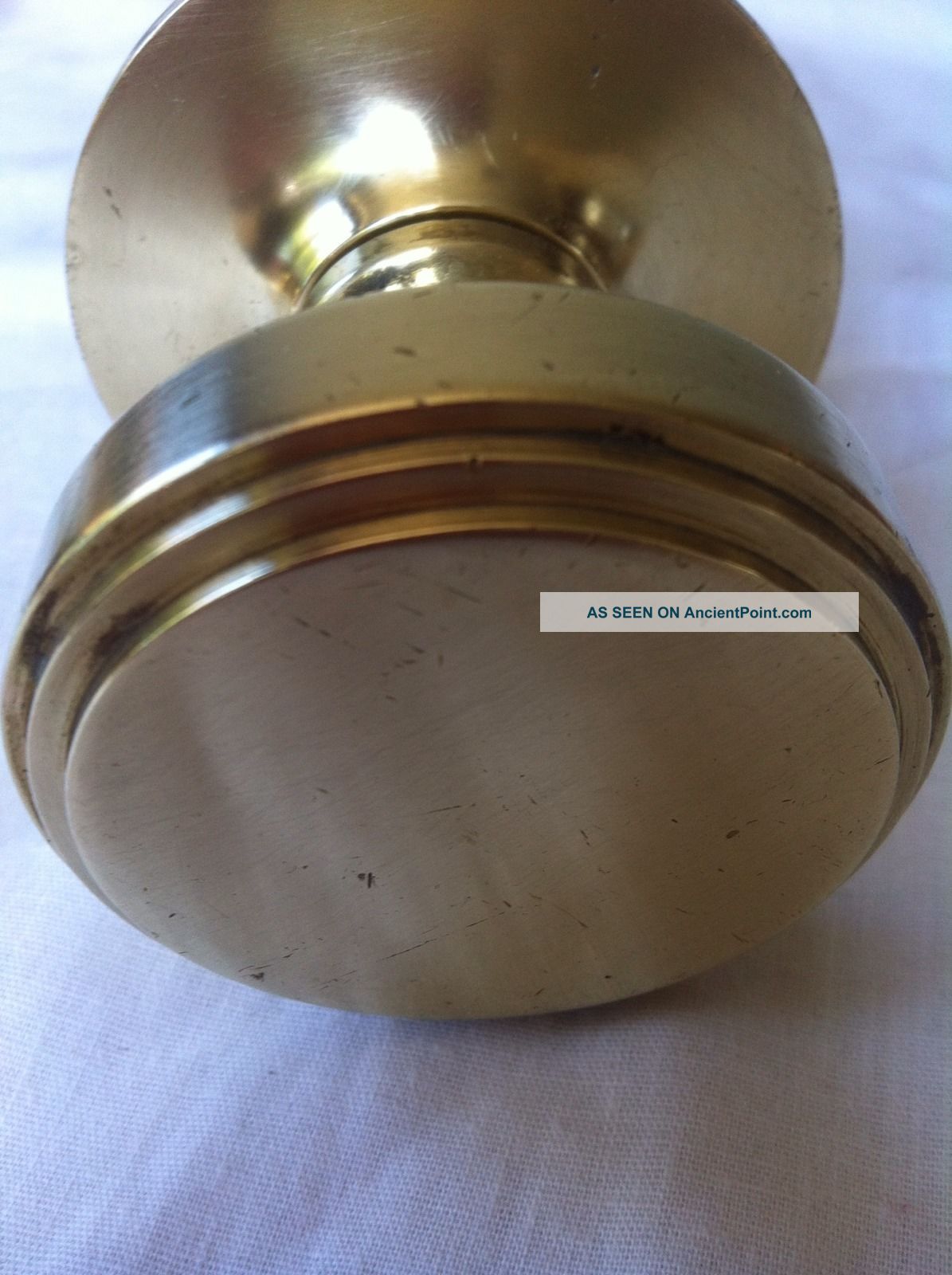 Reclaimed Antique Solid Cast Brass Centre Door Knob/pull With Backplate Door Knobs & Handles photo