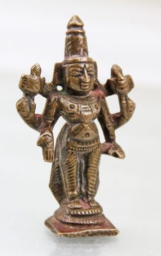 Indian Vintage Hand Engraved Casted Copper Lard Vishnu Ido Vpa296 photo