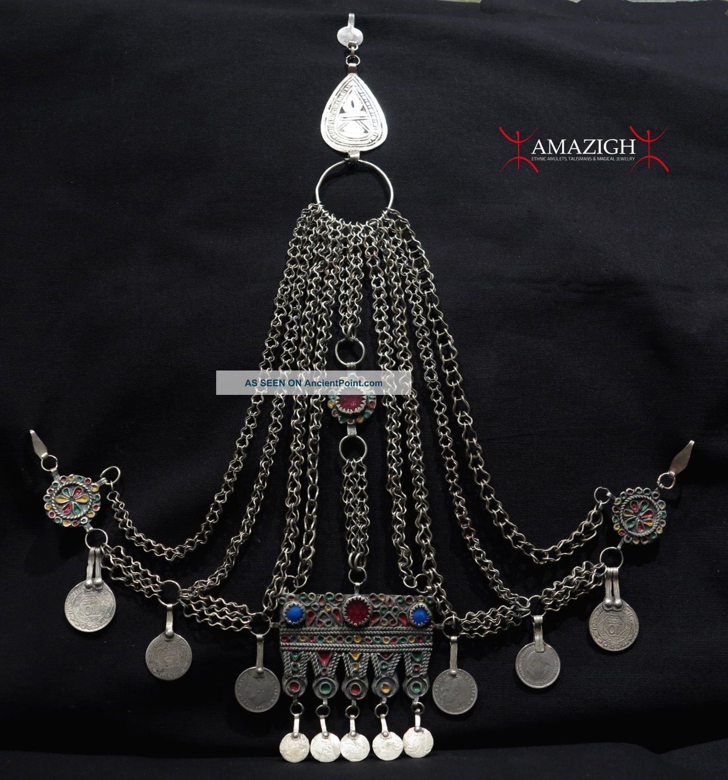 Old Head Adornment – Talgamut - Ait Imerhrane Tribe,  High Atlas Morocco - Rare Jewelry photo