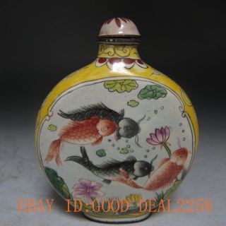 Chinese Cloisonne Hand - Painted Fish Snuff Bottles W Qianlong Mark photo