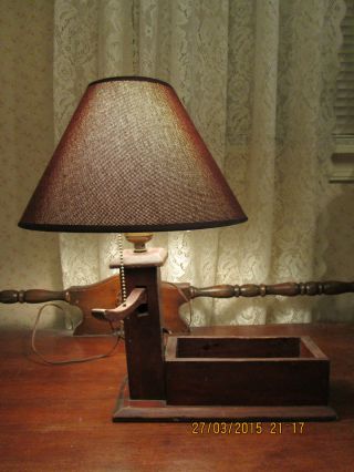 Rustic Wood Trough Pump Lamp With Shade photo