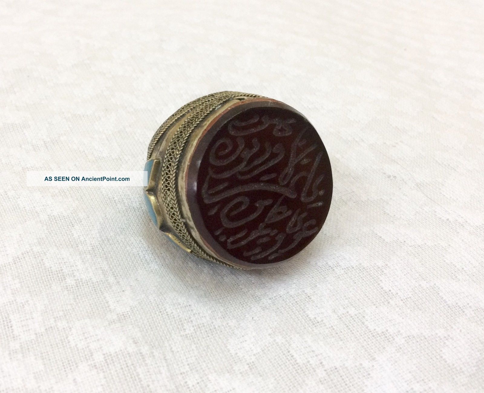 Men Islamic Ring Afghan Antique Dark Red Agate Calligraphy Handmade عقيق أحمر Islamic photo