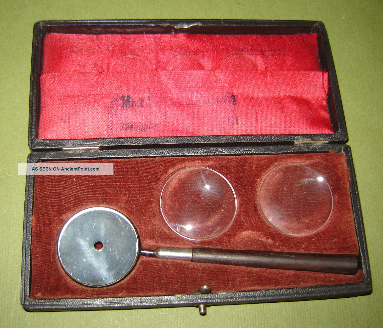 19c Antique Old Medical German Ebony Liebreich Ophthalmoscope Instrument Boxed Other photo