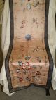 Qing Chinese Silk Embroidered Textile Panel,  Chair Seat Cover Peony Butterfly Robes & Textiles photo 7