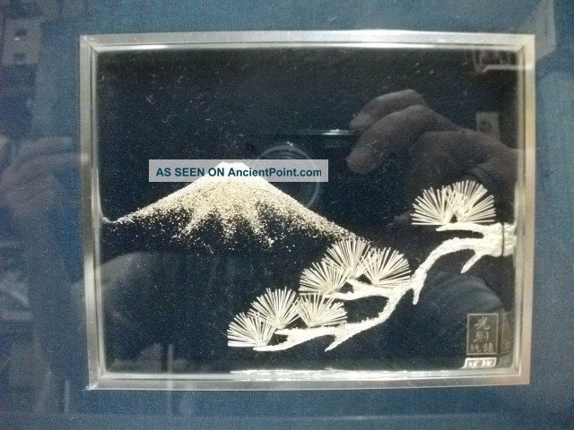 Pure Silver.  Picture Mounting.  Mount Fuji On A Pine.  Mitunori ' S Work. Other photo