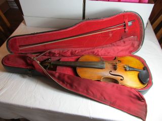 Antique Germany Stradivarius Violin And Otto Guetter Bow In Kantkrack Case photo