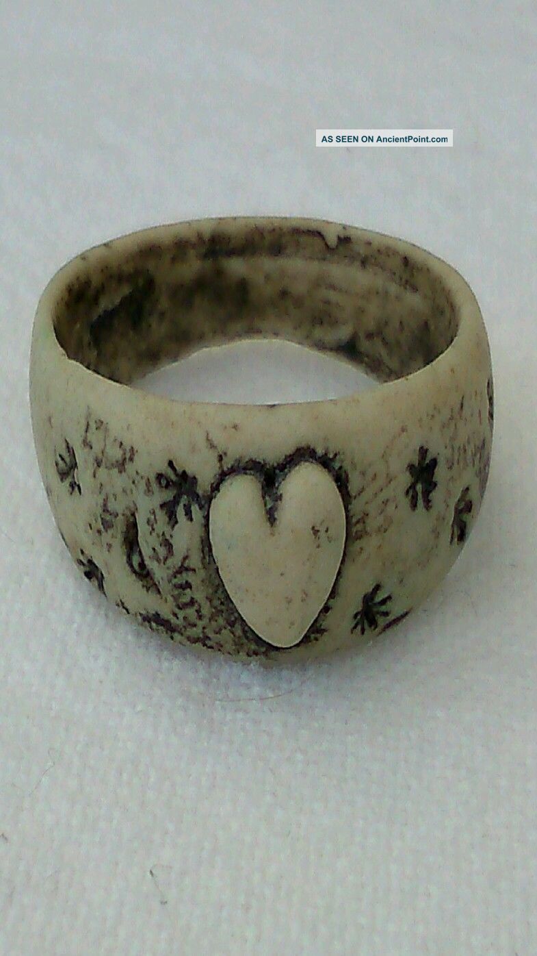 Posy Ring,  Medieval.  Carved Heart Moon And Stars.  Extremely Rare. British photo