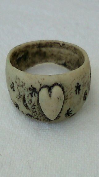 Posy Ring,  Medieval.  Carved Heart Moon And Stars.  Extremely Rare. photo