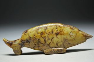 Fantastic Chinese Fine Old Jade Hand Carved Statues - - Fish D21 photo