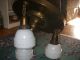 Vintage Brass Ceiling Light Fixture 4 Glass Shades Chandelier Lamp Chandeliers, Fixtures, Sconces photo 4