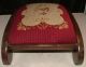 Antique English Or French Footed Needlepoint Foot Rest Footstool Mahogany Wood 1800-1899 photo 4