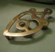 Antique 19c Heavy Brass Footed Trivet Heart And Circle Trivets photo 2