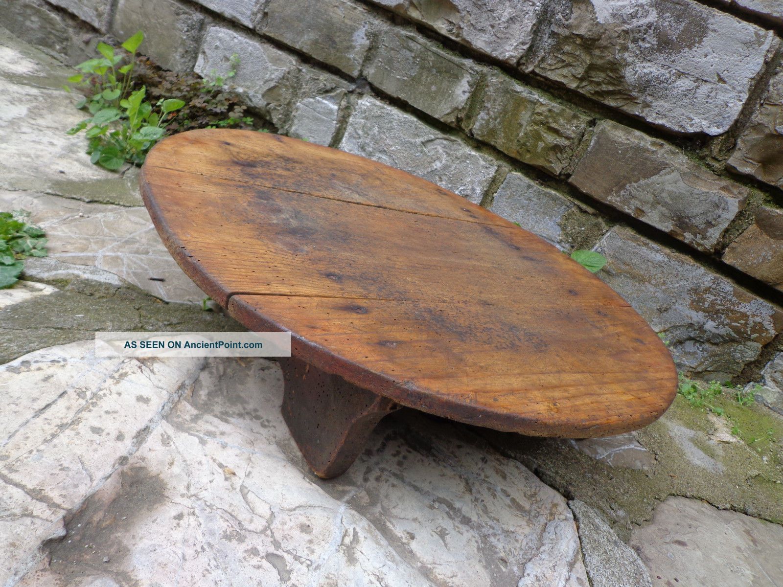 Antique Primitive Rustic Wooden Round Dining Table Room Kitchen 19th Century Old 1800-1899 photo