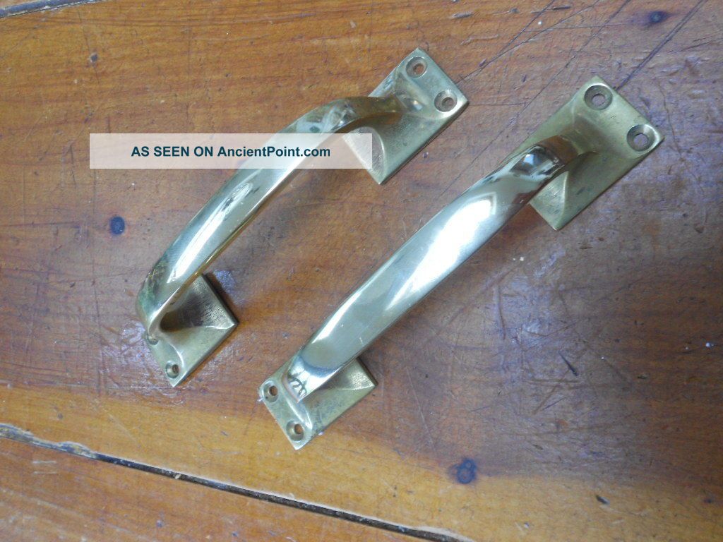 Reclaimed Pair Brass Bow/pull Door Handles Door Knobs & Handles photo