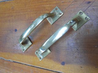 Reclaimed Pair Brass Bow/pull Door Handles photo