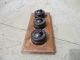 Vintage Bakelite & Porcelain Light Switches On Wooden Plaque Art Deco Period Old Light Switches photo 4