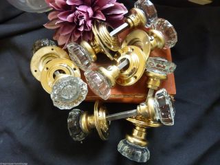 Pairs Vintage Shallow Cottage Glass Door Knobs Circa 1920 (handle,  Crystal) photo