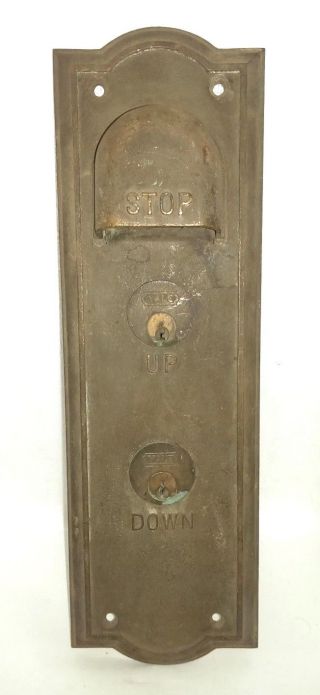 Vintage Emergency Stop Elevator Panel,  Yale,  Up Down,  Plate,  Cover,  Brass photo