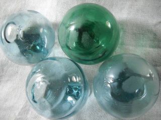 4 Vintage Japanese Squiggly Surface Glass Floats Alaska Beach Combed photo