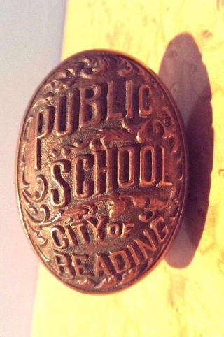 Antique City Of Reading Public School Door Knob,  Bronze,  Oval photo