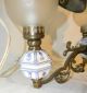 Rare Vintage 3 Arm Blue Onion Delft Chandelier Ceiling Light W Glass Shades Chandeliers, Fixtures, Sconces photo 5