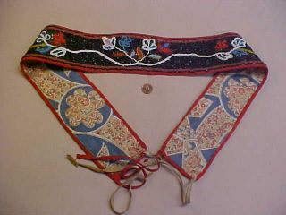 Old Great Lakes Indian Wide Beaded Belt With Floral Designs Nr photo