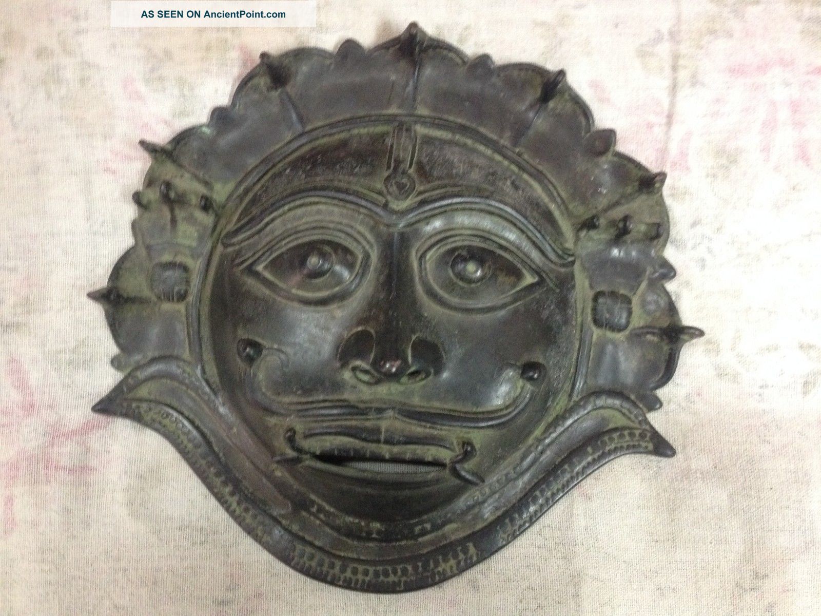 Antique Indian Hindu Traditional Ritual Mask Of God With Snake ' S Crown Shivahead Other photo