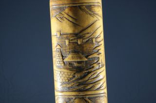 Japanese Antique Cigarette Pipe Case Edo Period幕末 近江八景omi - Hakkei Designed Y397 photo