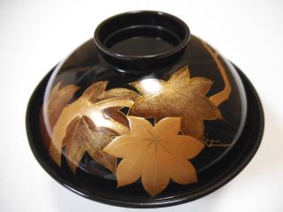 【慶】 Japanese Wooden Gold Lacquer Bowl / Maple (em4) photo