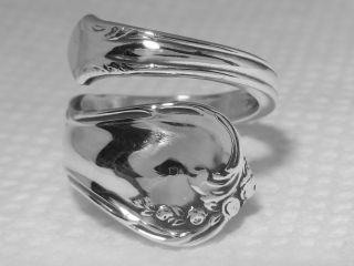Sterling Silver Demitasse Spoon Ring Rose Cascade By Reed & Barton photo