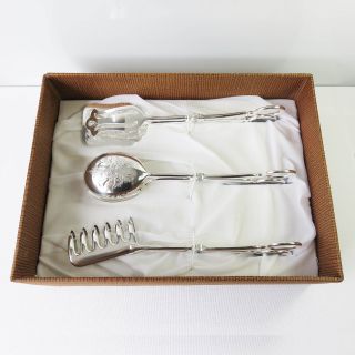 Vintage Leonard Silverplate Salad,  Spaghetti/noodle & Cake Serving Tongs,  Italy photo