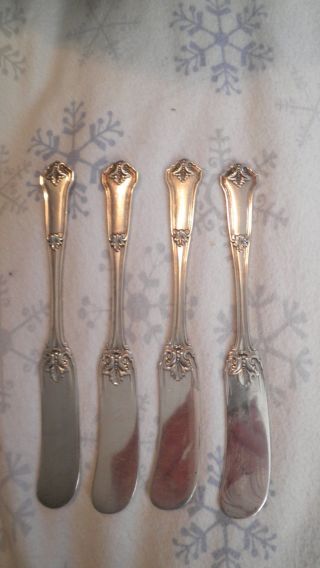 4 Antique Rw&s Sterling Silver Butter Knives photo