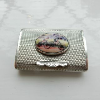 Solid Silver & Enamel Olympic Cycling Match Safe Box Hallmarked photo