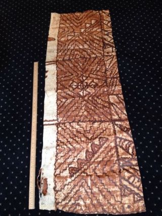 Antique Tonga South Pacific Tapa Cloth Barkcloth Piece Hd Printed Nr photo