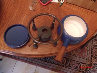 Mid Century Dansk Ihq Jens Quistgaard Kobenstyle Enamel Blue Fondue Pot photo