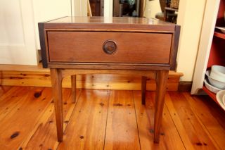 Vintage Mid Century Modern Nightstand By Kroehler Walnut W/rosewood Pull & Trim photo
