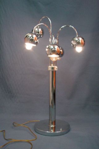 Vintage Torino Mid Century Chrome Eyeball Table Lamp 1979 Modernist Italy photo