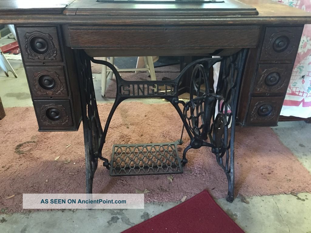 1913 Vintage 7 Drawer Ornate Singer Treadle Sewing Machine With Accessories Sewing Machines photo