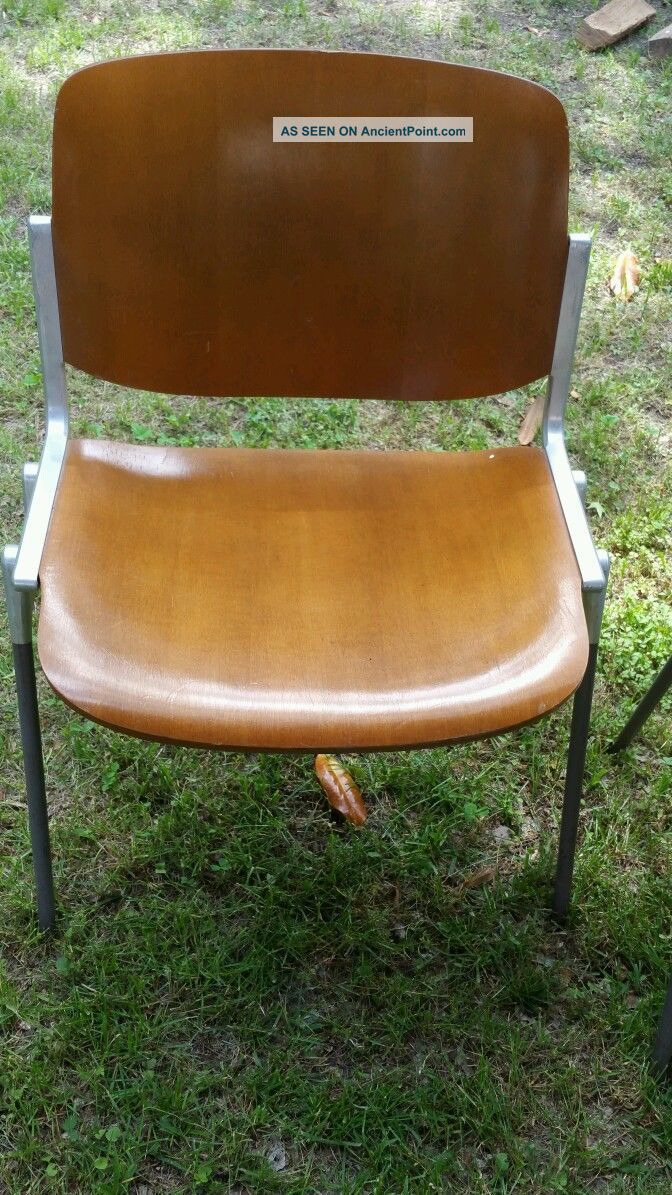 11 1960s Antique Wood And Metal Castelli Chairs Made In Italy 1900-1950 photo