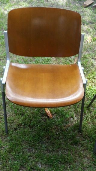 11 1960s Antique Wood And Metal Castelli Chairs Made In Italy photo