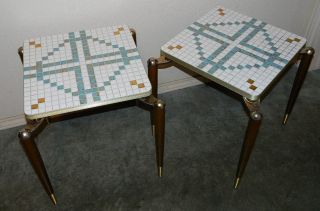 Vintage Mid - Centurn Modern Tile Top Jonken Tables Made Maspeth York photo