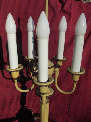 Vintage French Bouillotte Hand Painted Tole Metal Shade 5 Light Lamp 34 