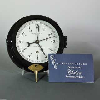 Chelsea Clock Co.  Ships Clock - U S Government W/ Key And Orig.  Brochure photo