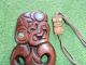 Vintage Retro Maori Hand Carved Wooden / Paua Shell Toggle Tiki Etc Nz Pacific Islands & Oceania photo 1